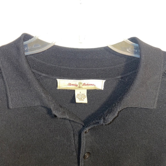 Tommy Bahama Casual Shirt Men’s Size Large Black Polo Long Sleeve Silk Blend - Picture 3 of 12